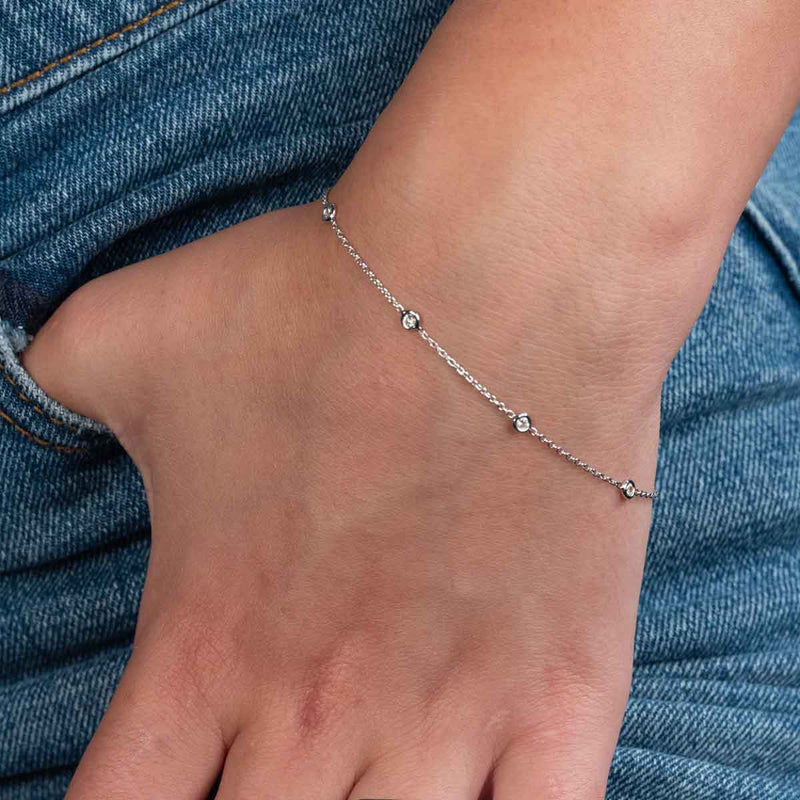 Bezel Set Diamond Bracelet, .25 Carat Total, 14K White Gold