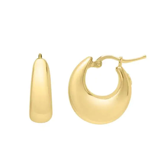 Puffy Hoop Earring, 14 Yellow Gold