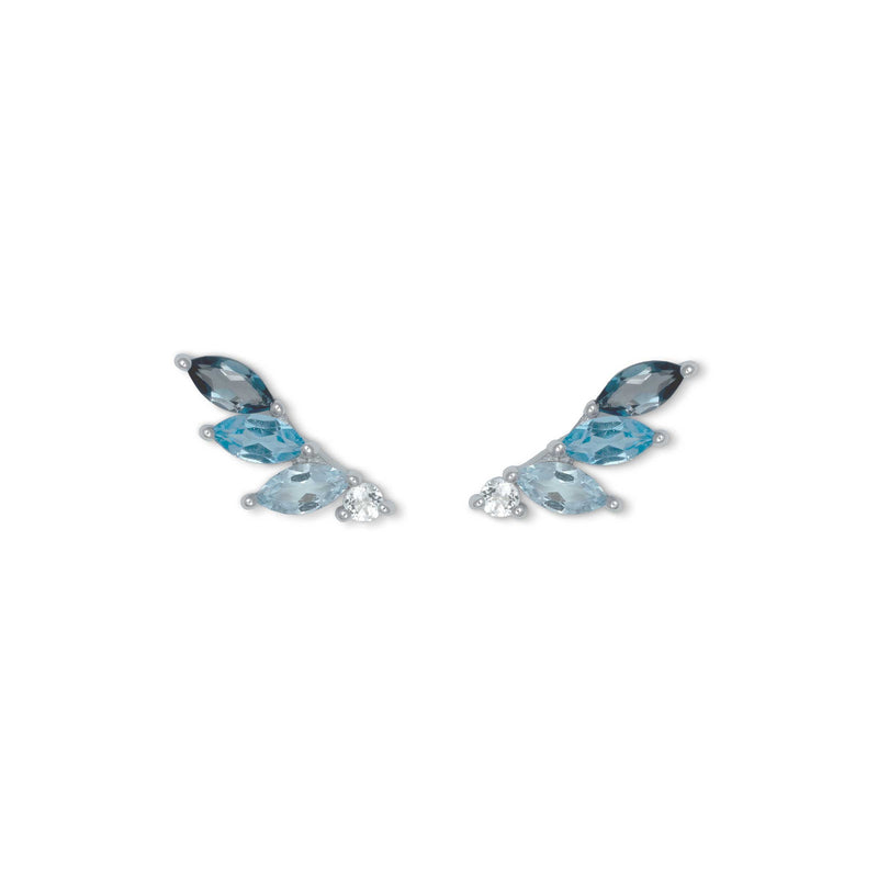 Blue Topaz Marquise Shape Studs, Sterling Silver