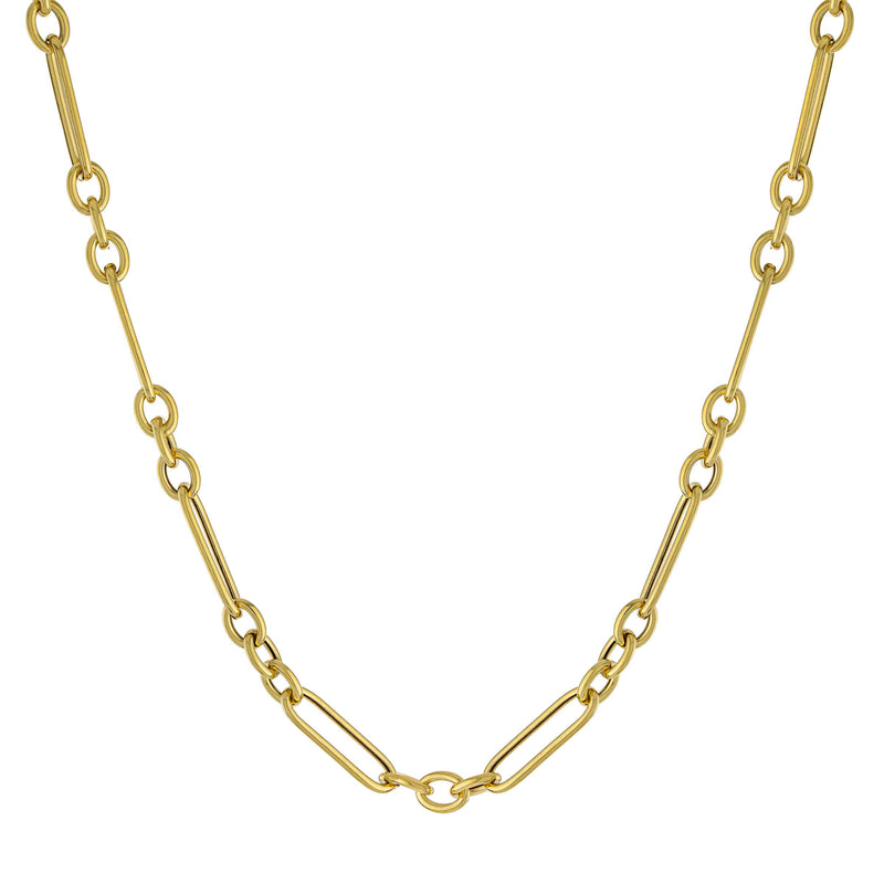 Mixed Shape Link Necklace, Gold Plated