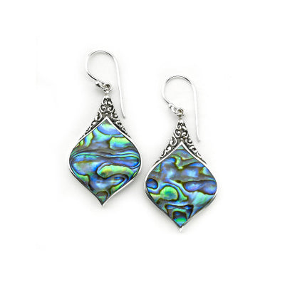 Flared Abalone Dangle Earrings, Sterling Silver