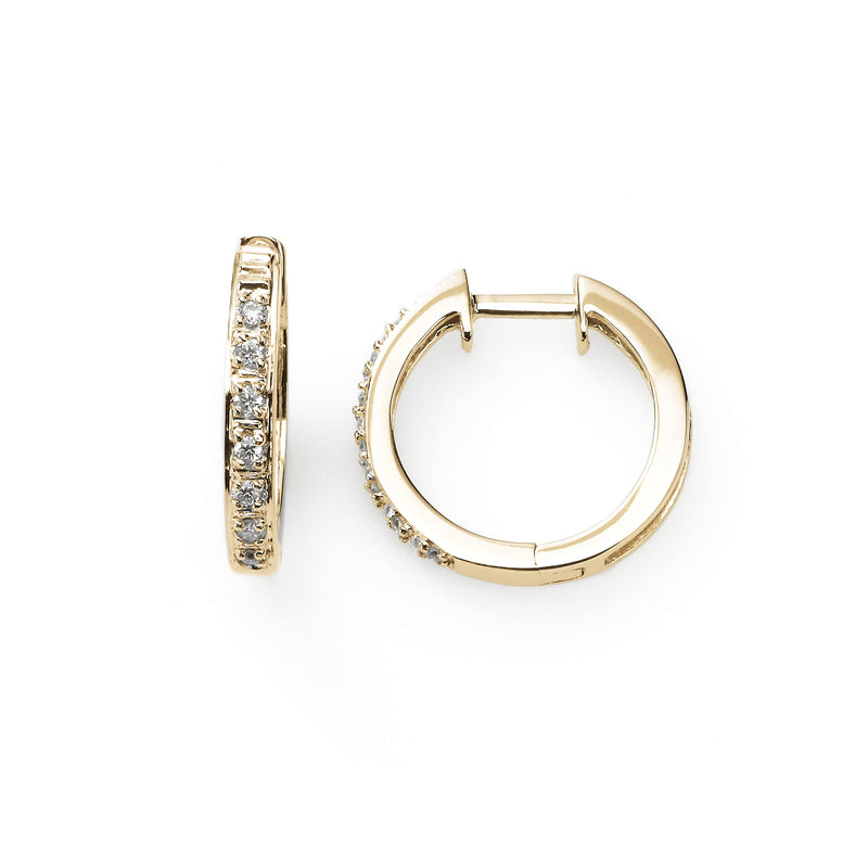 Half Inch Pave Diamond .10 Carat Hoop, 14K Yellow Gold