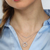 Interlocking Circles Diamond Pendant, 14K White Gold