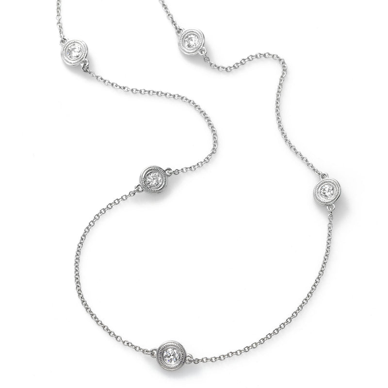 Bezel Set Diamond Chain, .50 Carat Total, 14K White Gold