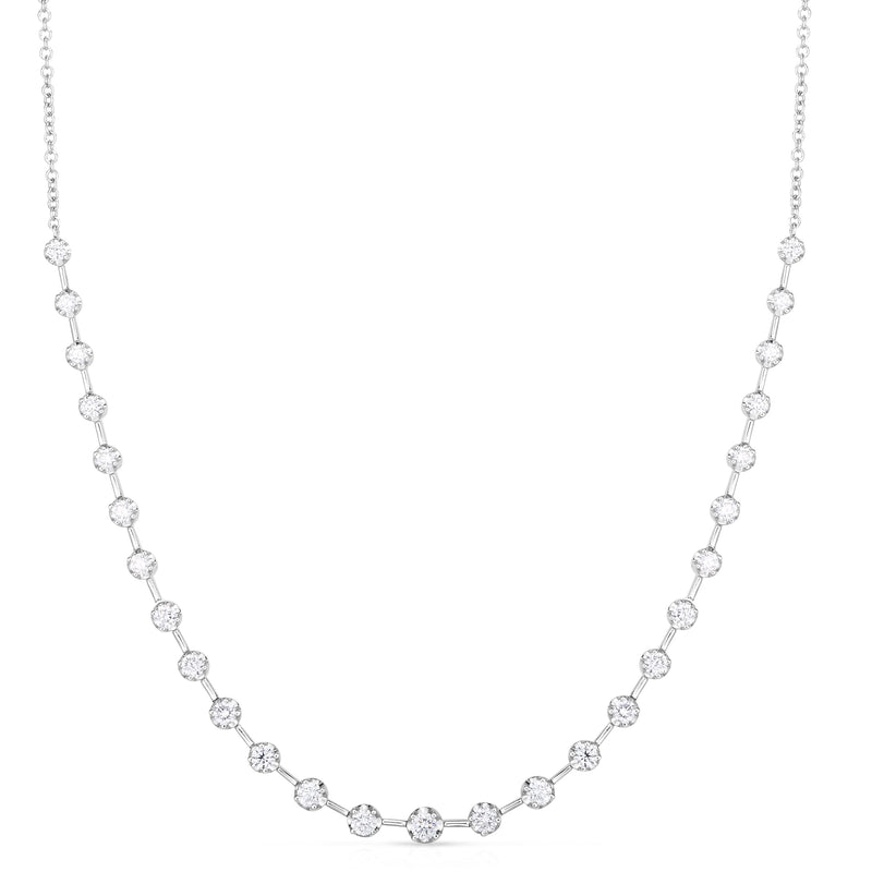 Prong Set Diamond Necklace, .99 Carat Total, 14K White Gold