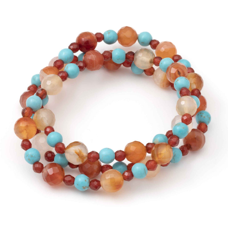 Carnelian and Turquoise Stretch Bracelets