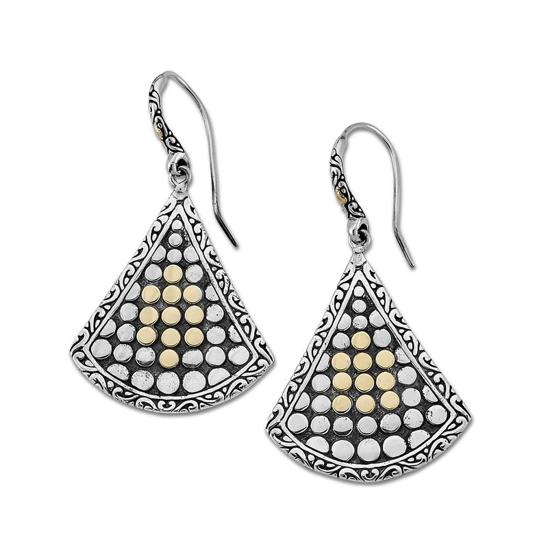 Fan Shape Design Dangle Earrings, Sterling Silver